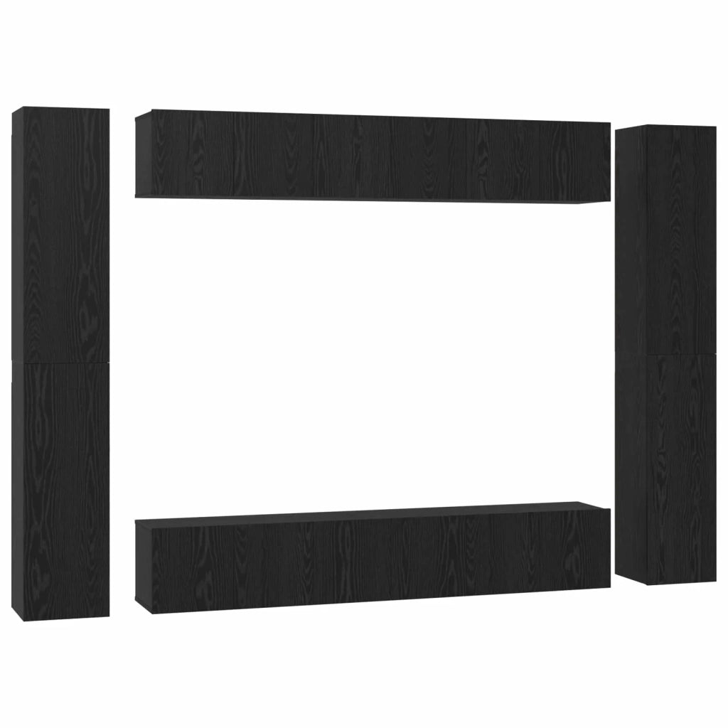 Set mobile TV 10 pcs Rovere Nero Legno multistrato 3393151