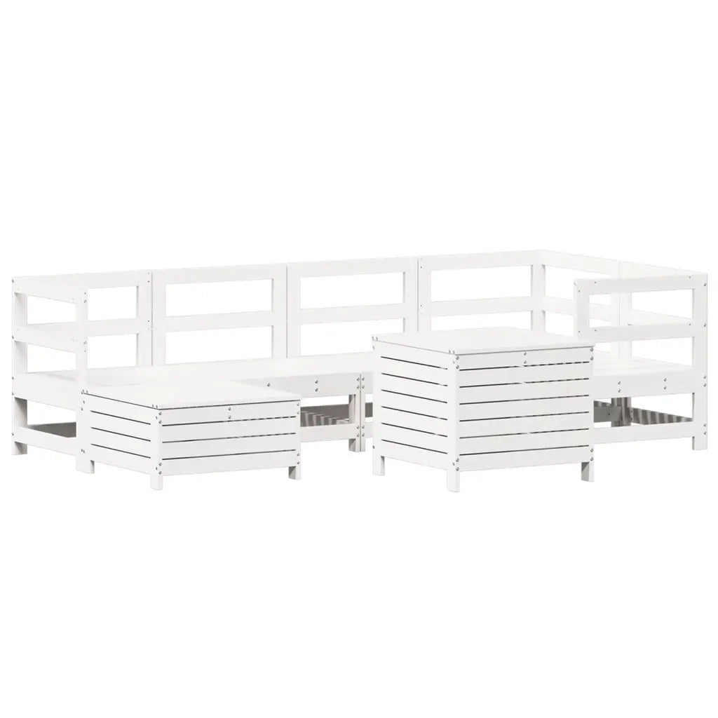Set Divani da Giardino 7 pz Bianco in Legno Massello di Pino 3250965