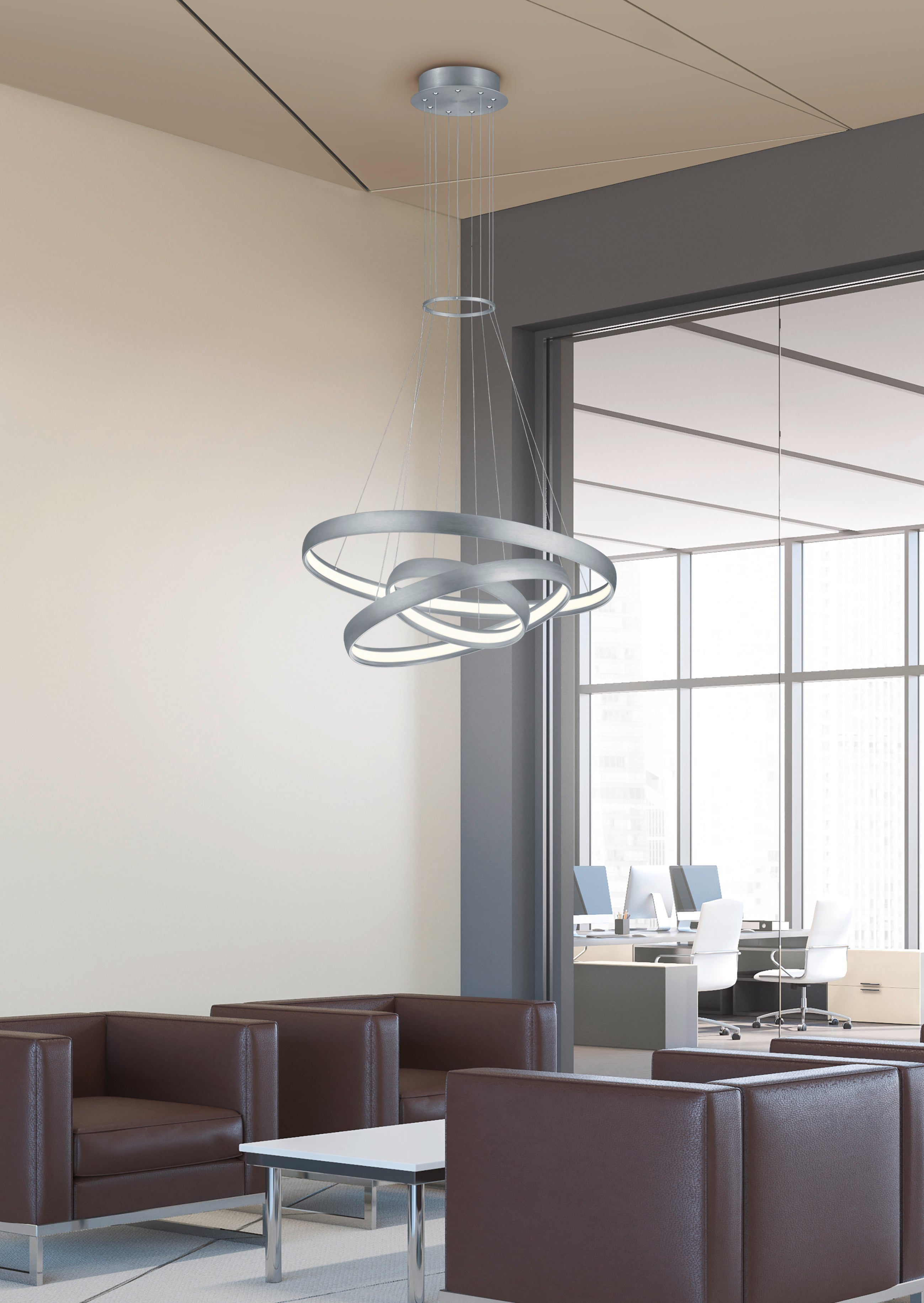 Lampada a Sospensione da Interno a LED in Metallo Alluminio Spazzolato