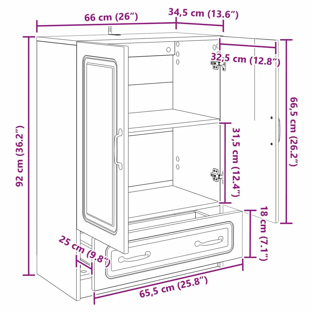 Credenza Nero 66 x 34,5 x 92 cm Legno ingegnerizzato 895816
