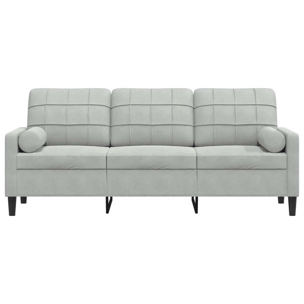 Divano a 3 Posti con Cuscini-Sofa 3 Posti con Cuscini Grigio Chiaro 180 cm in Velluto 574643
