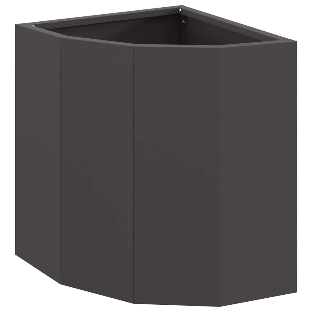 Fioriere | Cassetta per fiori | Vaso d'angolo Nero 30 x 30 x 35 cm Acciaio