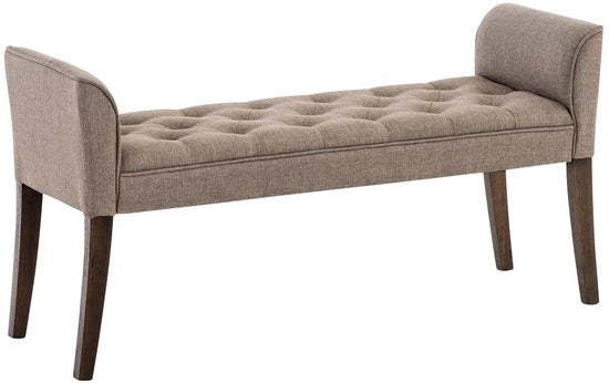 Banca a stile Chesterfield in stoffa - Taupe - 128 cm - Banca - Banca per corridoio - Banca da pranzo