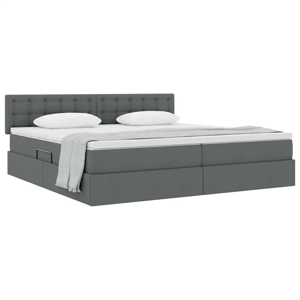 Letto con contenitore e materasso Grigio scuro 200 x 200 cm 3370657