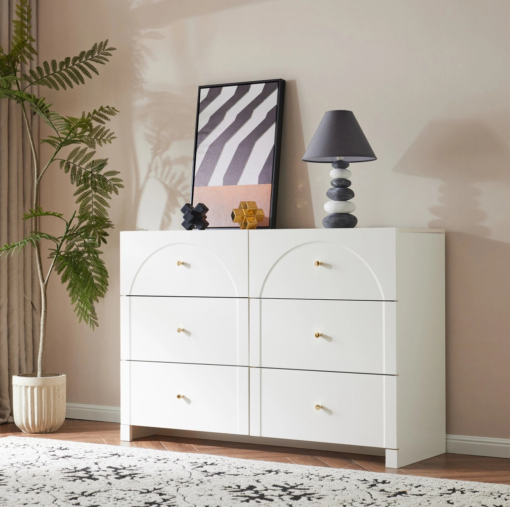 Cassettiera bianca con 6 cassetti 120x40x82 cm