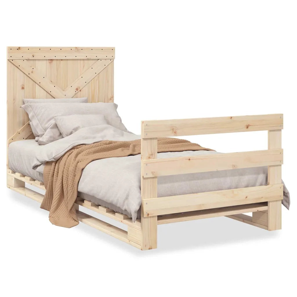 Giroletto con Testiera-Struttura Letto con testiera 90x200 cm in Legno Massello di Pino 737989