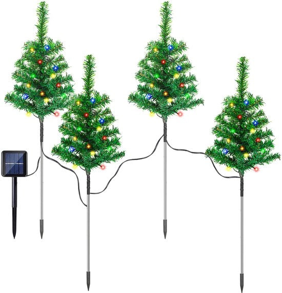 Set di Decorazioni di Natale per Esterno, Zonne-Kerstboom, 3 Set, 4 Pezzi (Totale 240 Lampade, Ricarica 4U)