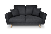Divano 2 posti in tessuto vellutato nero piedi in legno - Chloe - DI2P-CH10FBC-PL