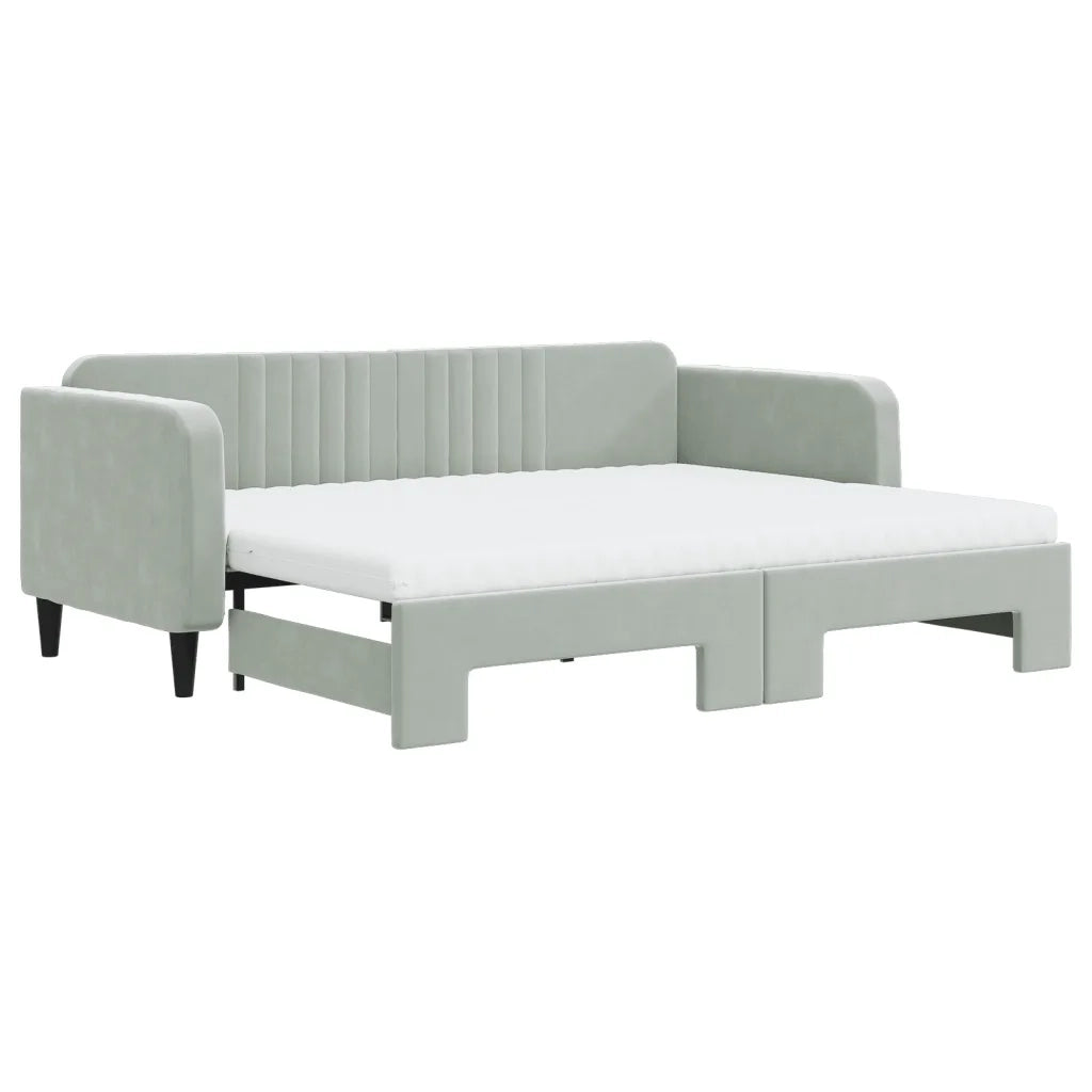 Divano Letto Estraibile Materassi Grigio Chiaro 90x200 Velluto 3197087