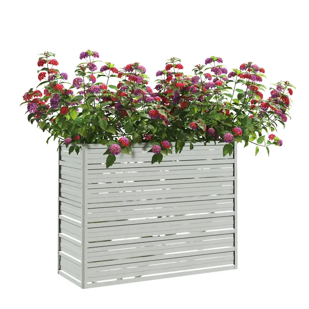Fioriere | Cassetta per fiori | Letto Rialzato Giardino 100x40x77 cm in Acciaio Zincato Argento