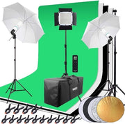 Kit di Illuminazione Fotografica Professionale LED Continuo con Sistema di Fondali e Copertura Protettiva