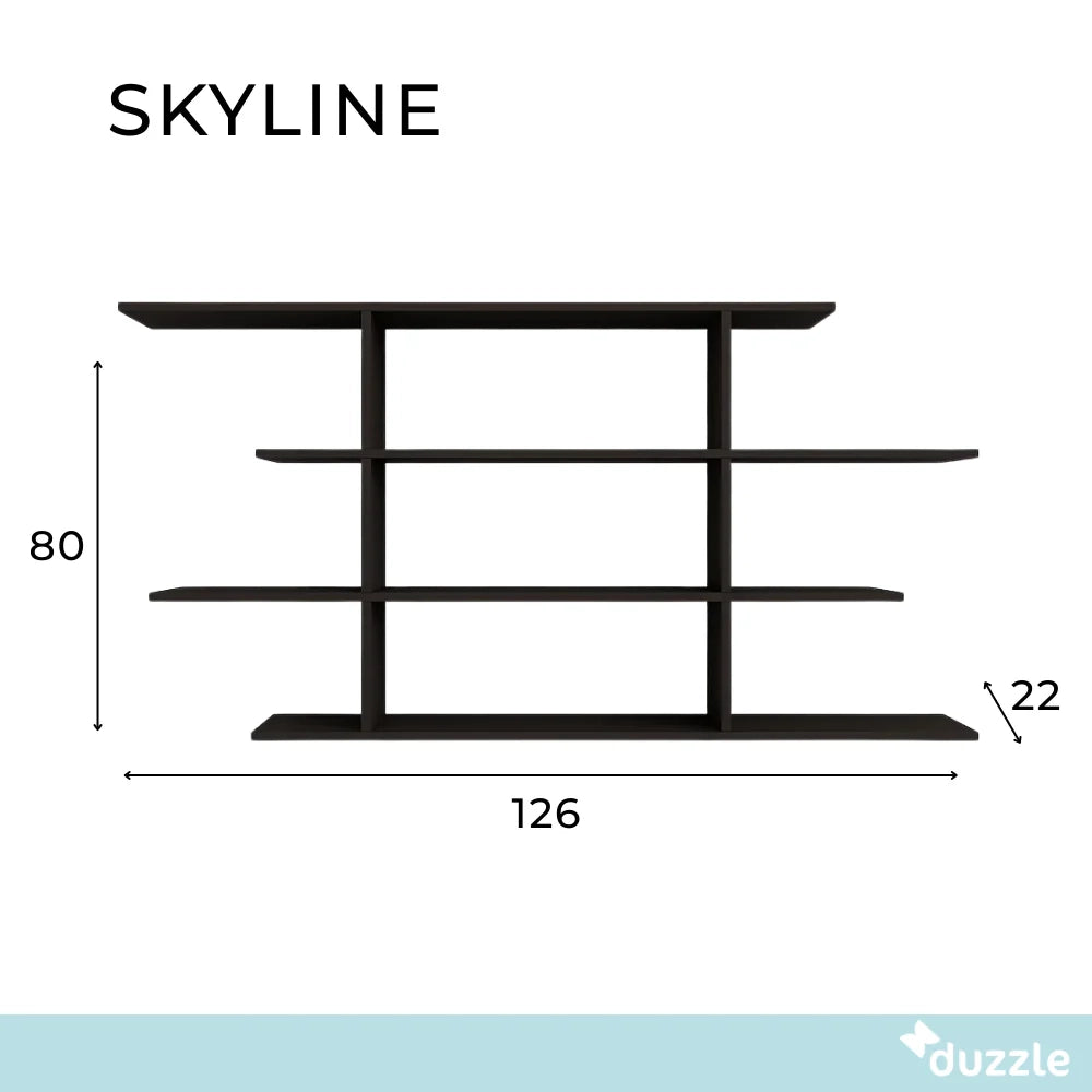 Libreria da parete Skyline grigio 126x22x80 cm design moderno salvaspazio | Duzzle