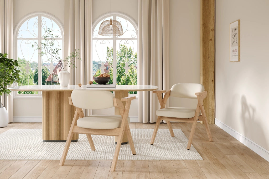 Sedie da pranzo pieghevoli 6 pezzi con braccioli salvaspazio in legno massello e lino beige 64,5 × 66,5 × 76 cm