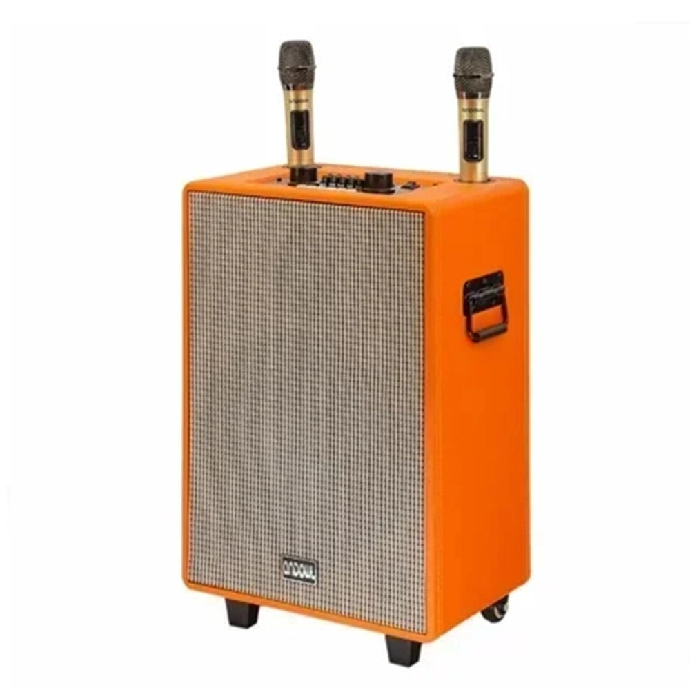 Trade Shop - Altoparlante Portatile Con Funzione Karaoke 2 Microfoni Wireless Telecomando Ruote 12 Max -