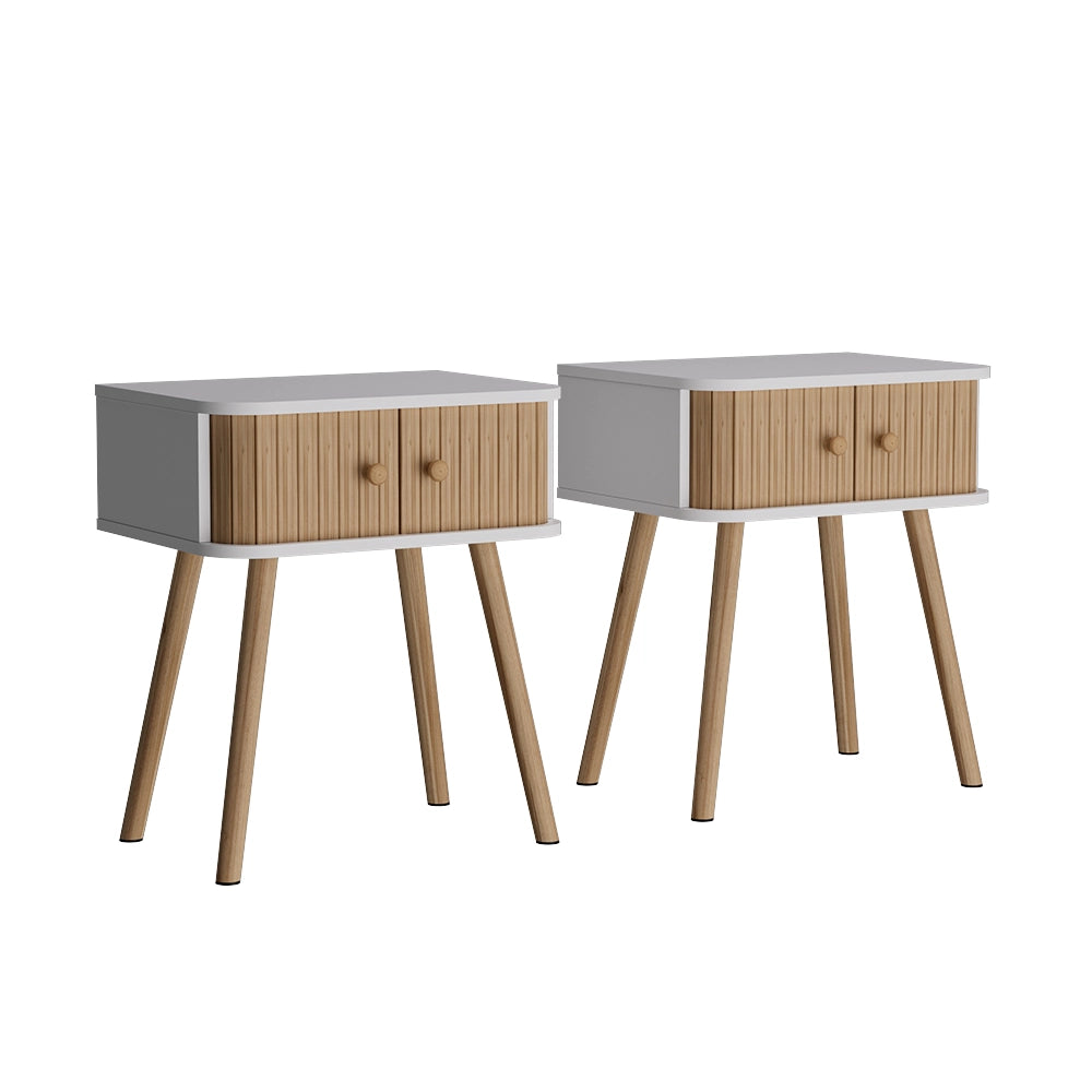 Vicco Comodino Bianco/bambù 40 x 47 cm Set di 2