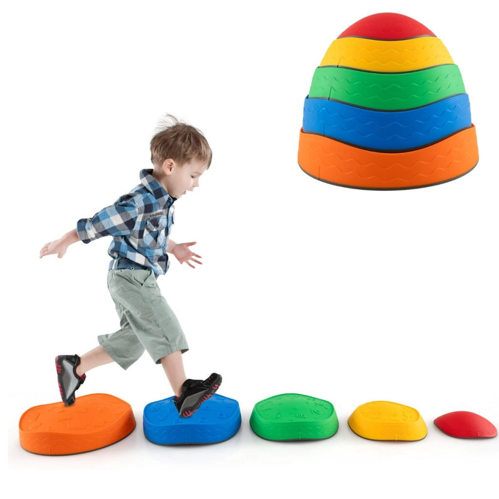 Set di 5 pietre di passo per bambini di 3+ anni, Set di pietre per torrente impilabili con bordo antiscivolo