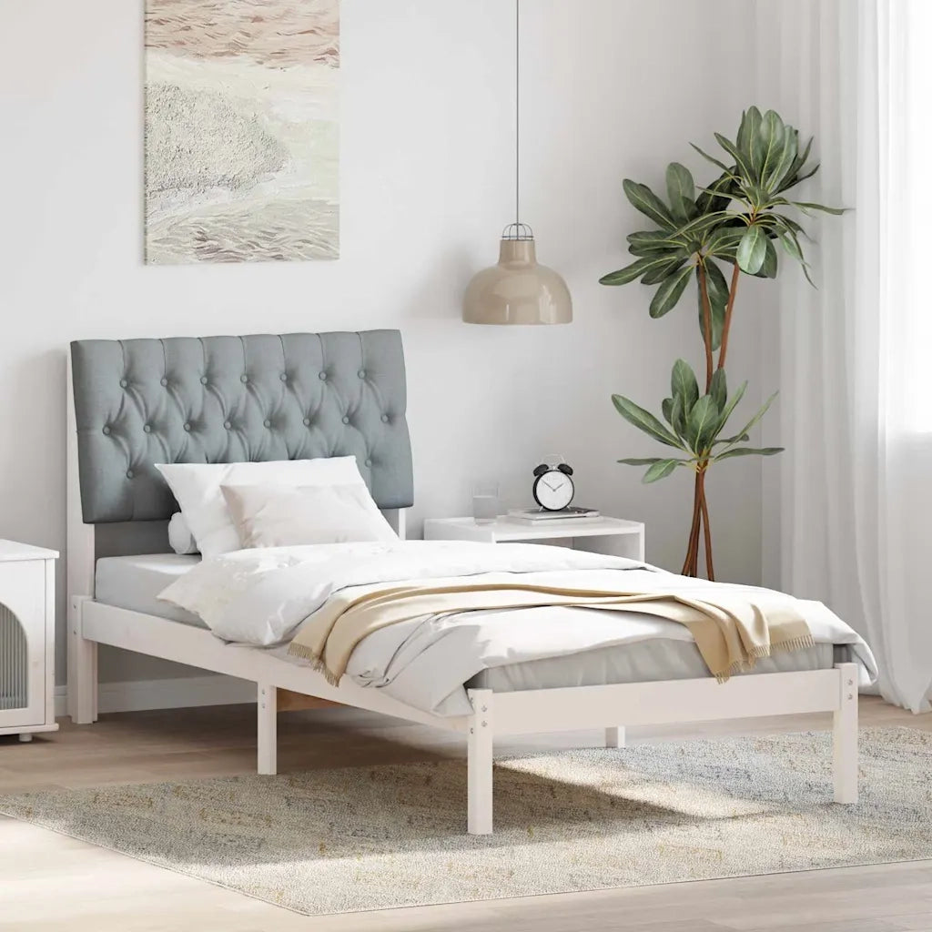 Letto con Testiera Rivestita-Struttura Letto con Testiera Bianco 90 x 190 cm