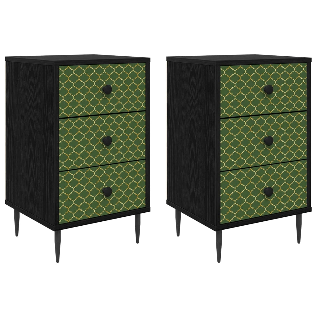 Armadio da Notte GELEEN 2 pz Rovere Nero 36 x 33 x 61 cm 8007314