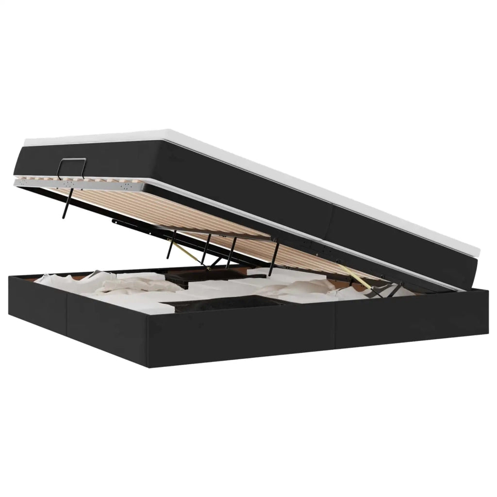 Letto con contenitore e materasso Nero 200 x 200 cm Velluto 3370325