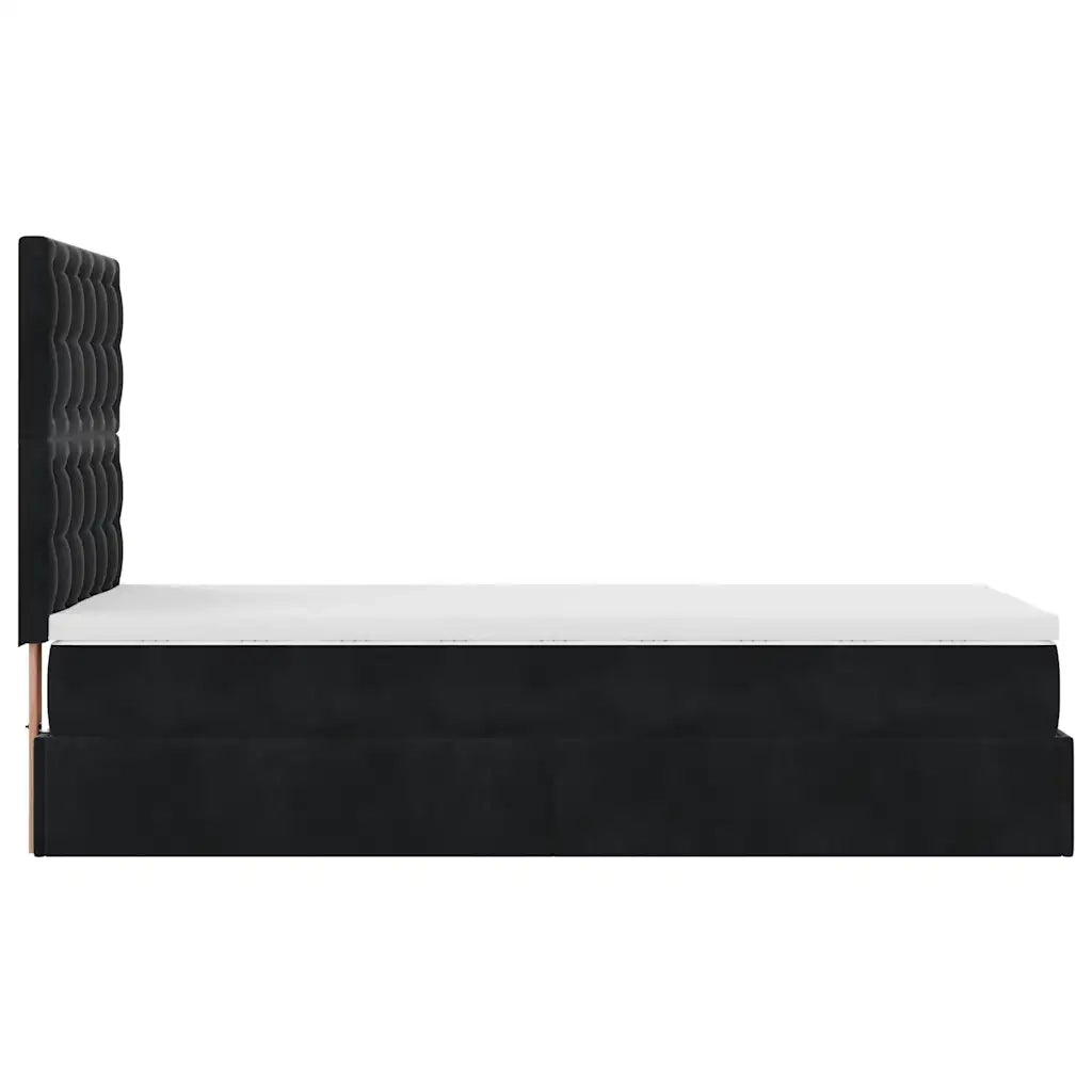 Struttura Letto Pouf con Materassi Nero 90x200 cm in Velluto 3314440