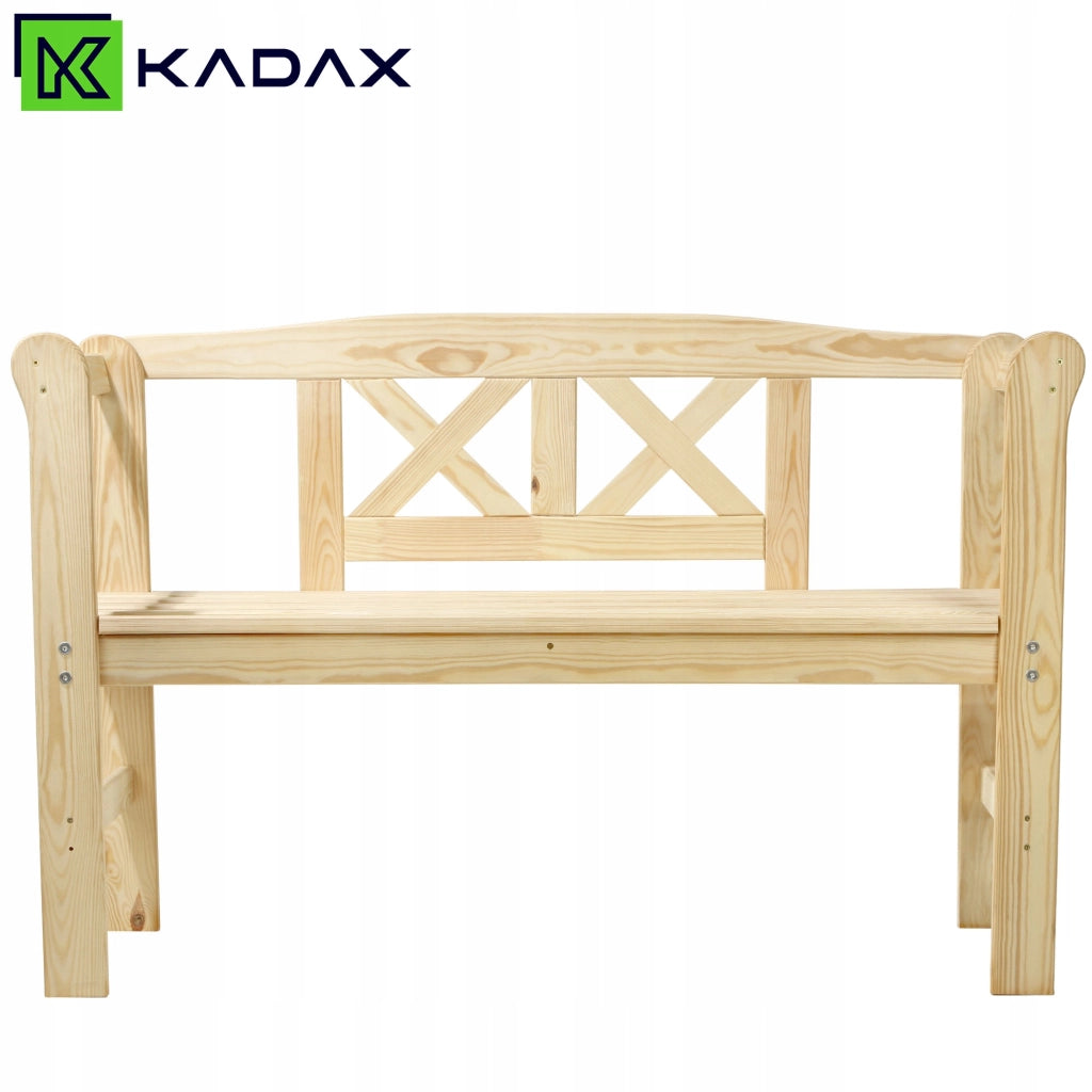 Panchina da giardino in legno KADAX con schienale, 119 cm, per giardino e terrazzo, colore naturale.