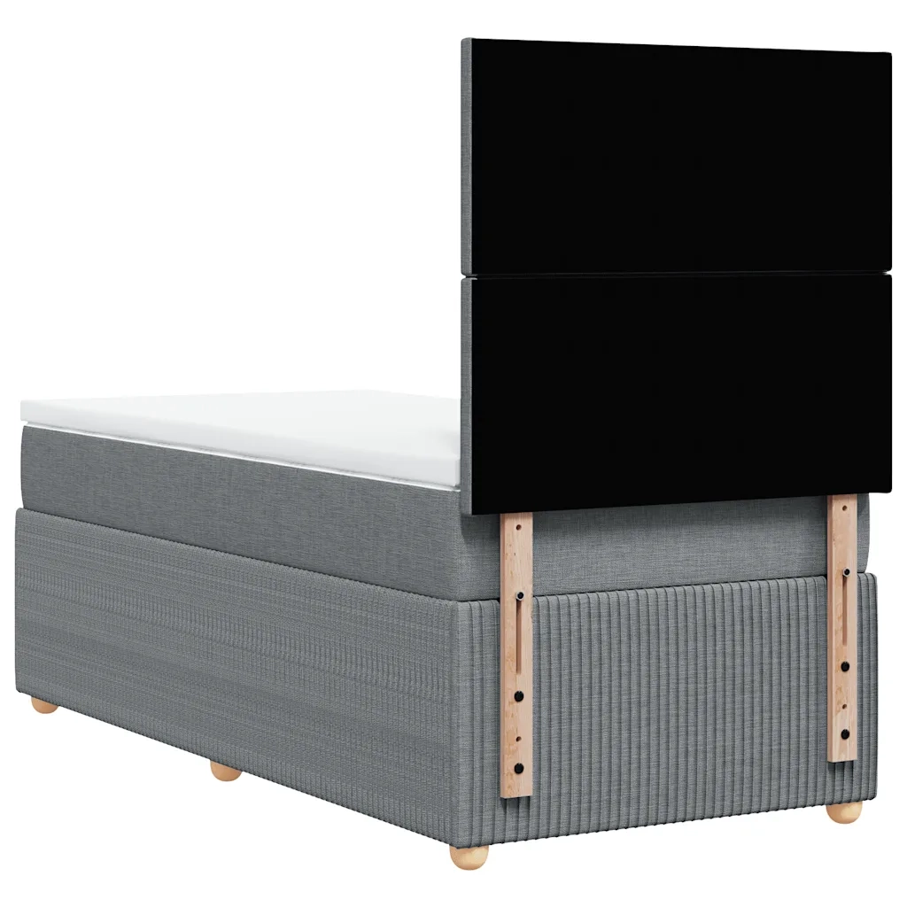 Giroletto a Molle con Materasso Grigio Chiaro100x200 cm Tessuto