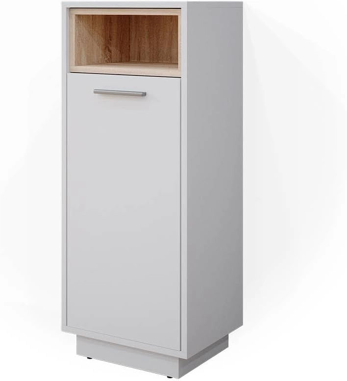 Mobiletto bagno Beatrice, Grigio, 38 x 93 cm, per la conservazione in bagno abbinabile alla serie Beatrice