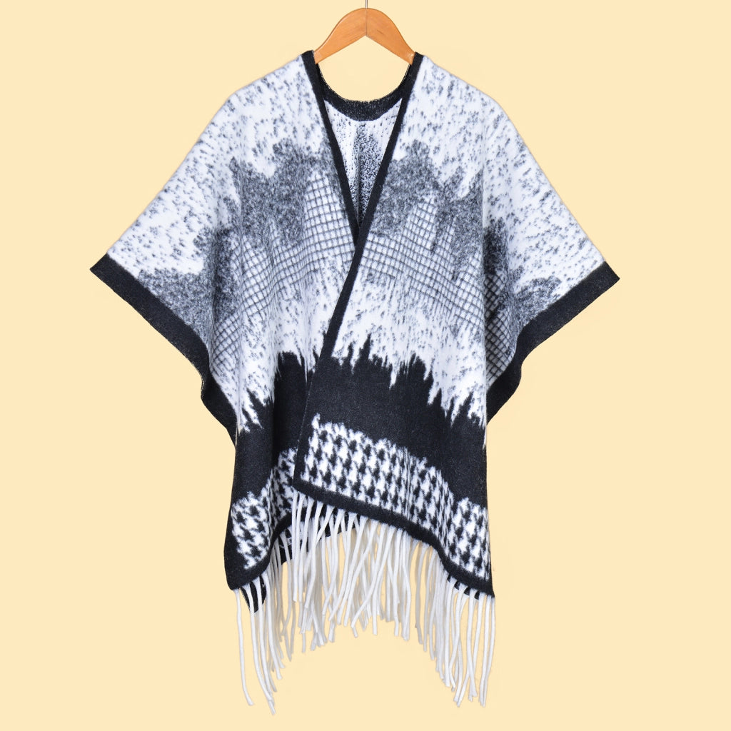 Sciarpa semplice in stile pittura a inchiostro per donna, mantello di alta moda, sciarpa invernale in cashmere