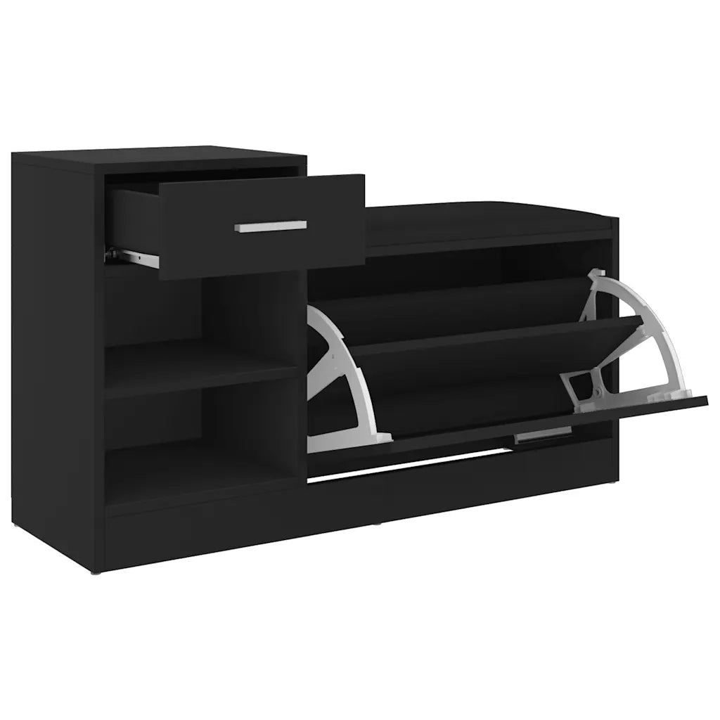 Panca Portascarpe Nera 94,5x31x57 cm in Truciolato cod mxl 61606
