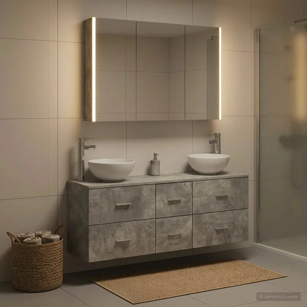 Set di mobili per il bagno 4 pcs Grigio Cemento 3406706