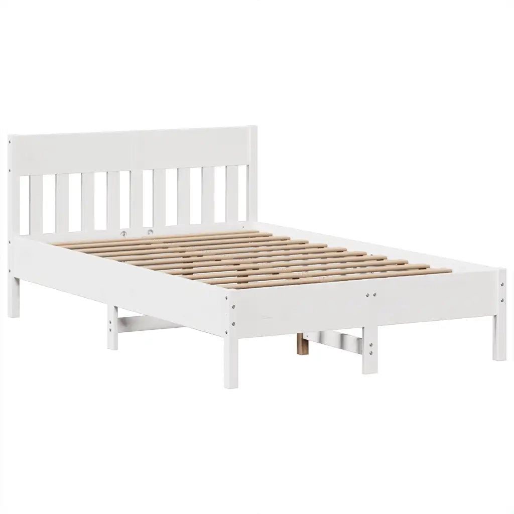 Letto senza Materasso Bianco 135x190 cm Legno Massello di Pino 3323276