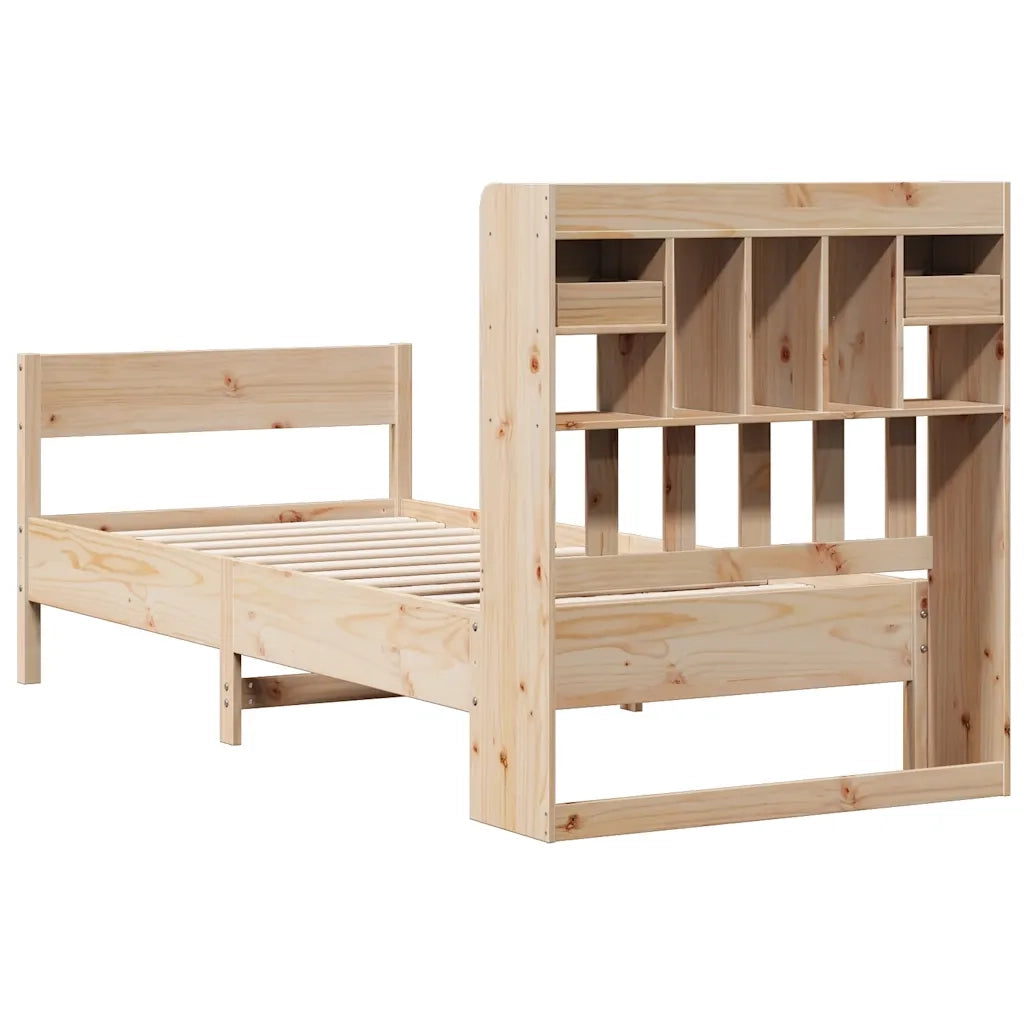 vidaXL Giroletto con Libreria senza Materasso 75x190 cm in Legno Pino