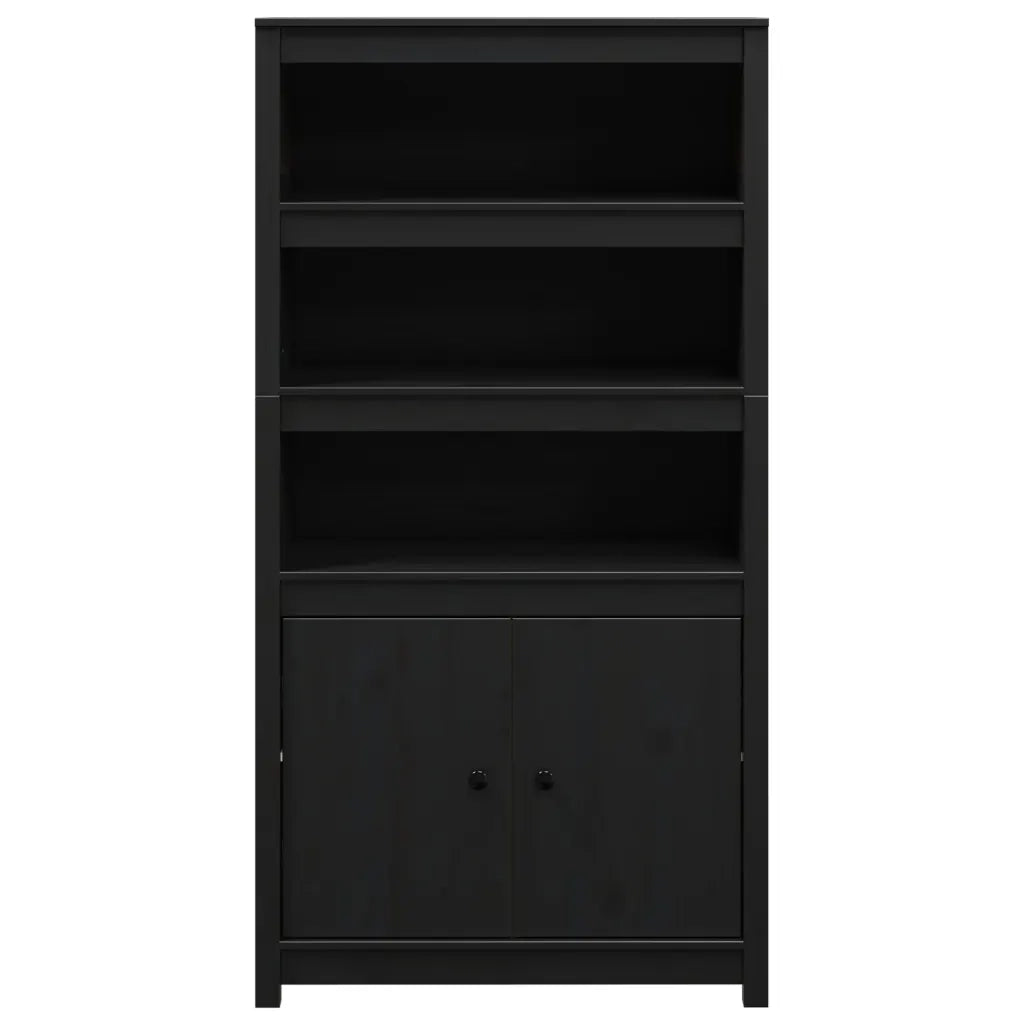 Credenza Nera 80x35x154 cm in Legno Massello di Pino 823523