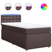 Letto singolo | Letto per adulti | Giroletto a Molle con Materasso Marrone Scuro 80x200 cm Tessuto