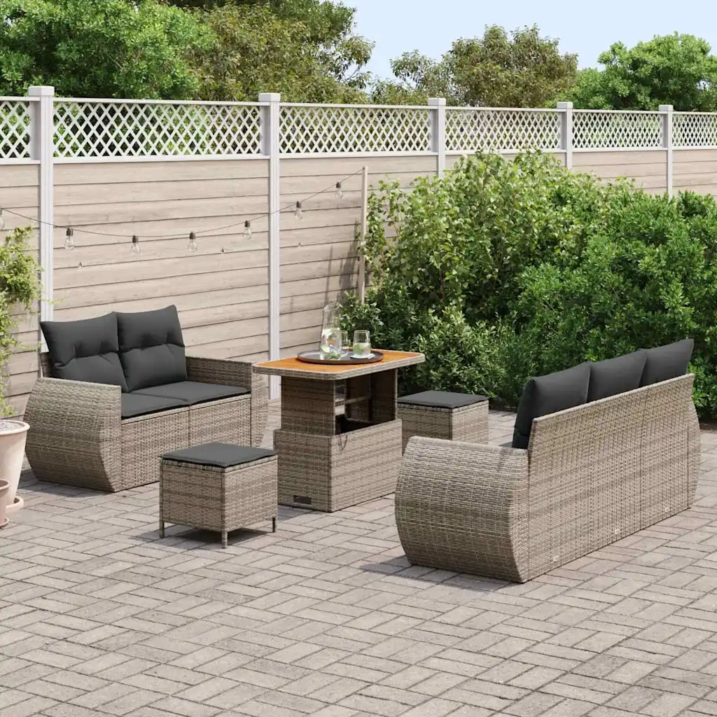 Set Divano da Giardino con cuscino 8 pcs Grigio polyrattan 3363773