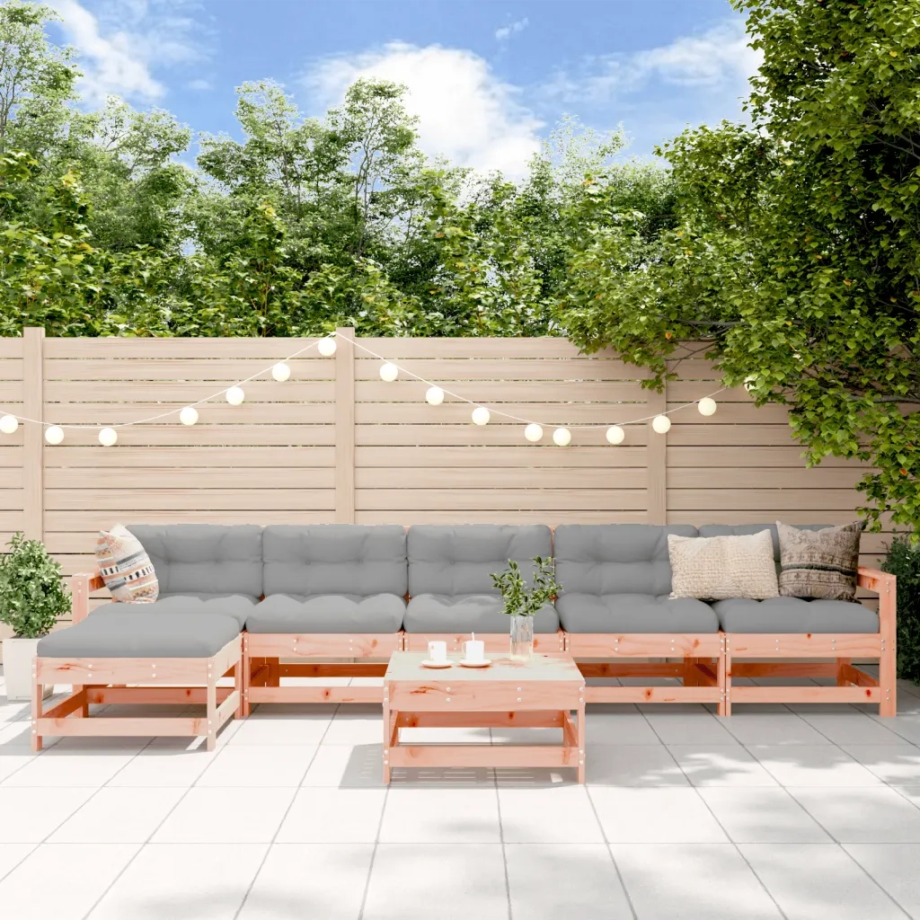 Set Divani Giardino 7 pz con Cuscini Legno Massello di Douglas