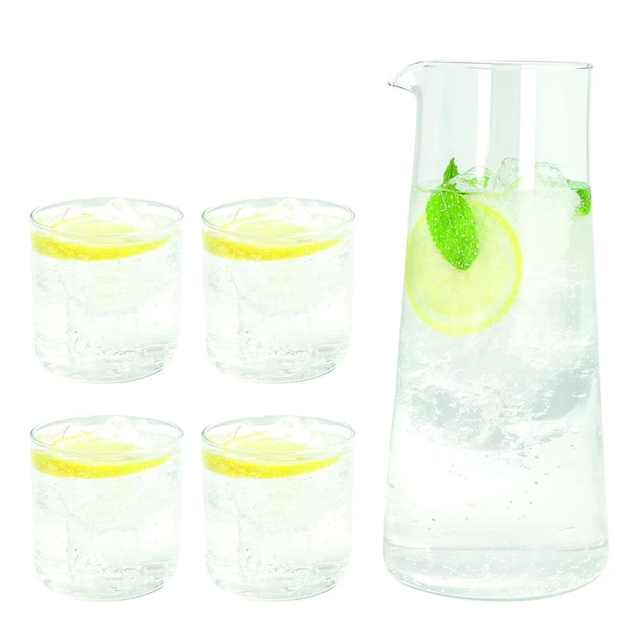 Caraffa 1,5 L + 4 Bicchieri 330 cc in vetro borosilicato trasparente