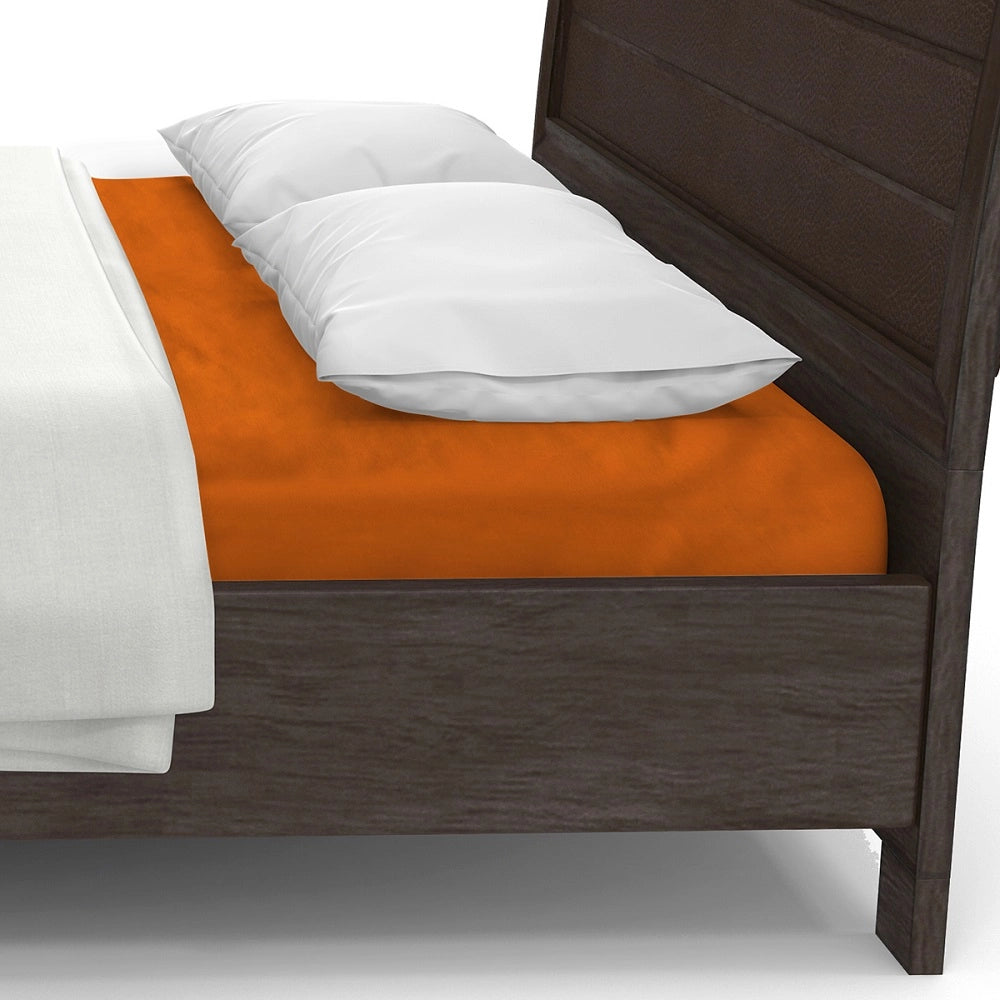 Lenzuolo letto sotto con angoli 100% puro cotone Made in Italy tinta unita Arancio - 1 Piazza