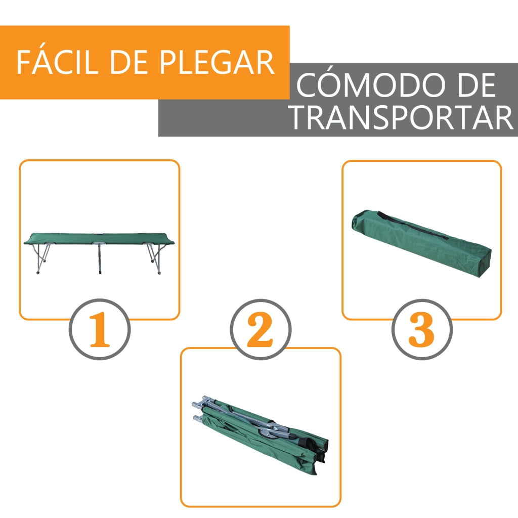 Letto Pieghevole da Campeggio in Tessuto Oxford 600D con Struttura in Metallo ¨C zephmum ¨C Verde 193x64x40 cm