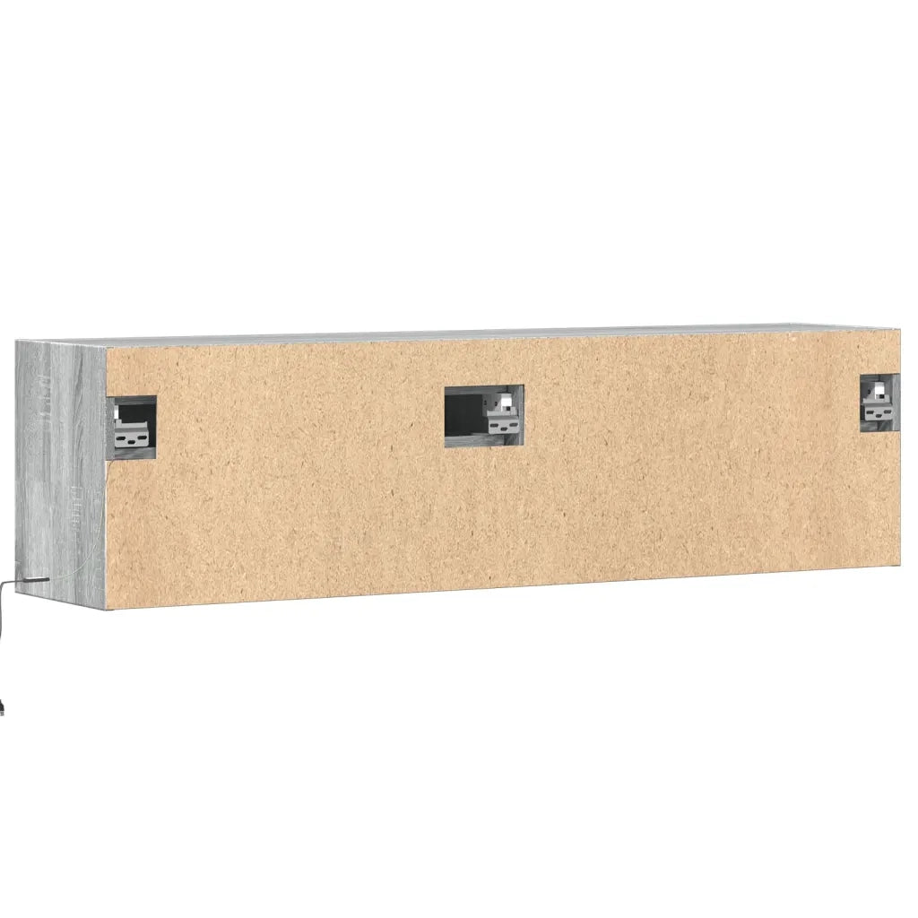 Mobile TV a Parete con Luci LED Grigio Sonoma 140x31x38 cm 852374