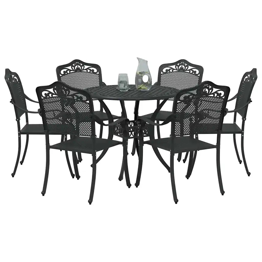 Set da Pranzo per Giardino 7 pcs Nero Alluminio 3334705