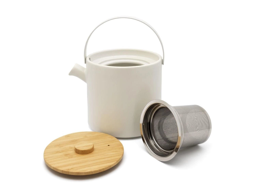 Bredemeijer 142010 Umea Set di teiere 1200 ml con filtro in acciaio inox e scalda te' colore Bianco