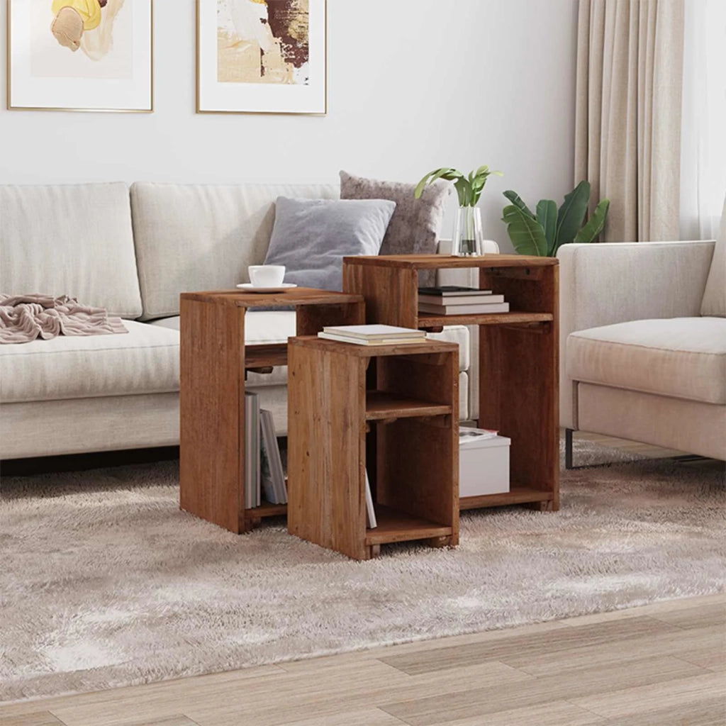 Tavolo Accent 3 pz Marrone Legno di Mogano Massello CFW2610987