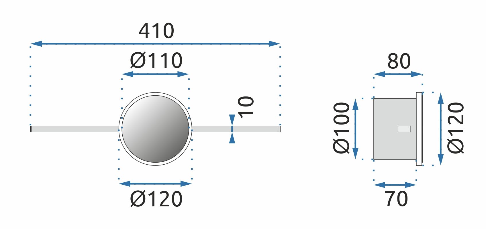 Lampada Da Parete Chrom 40cm APP845-1W