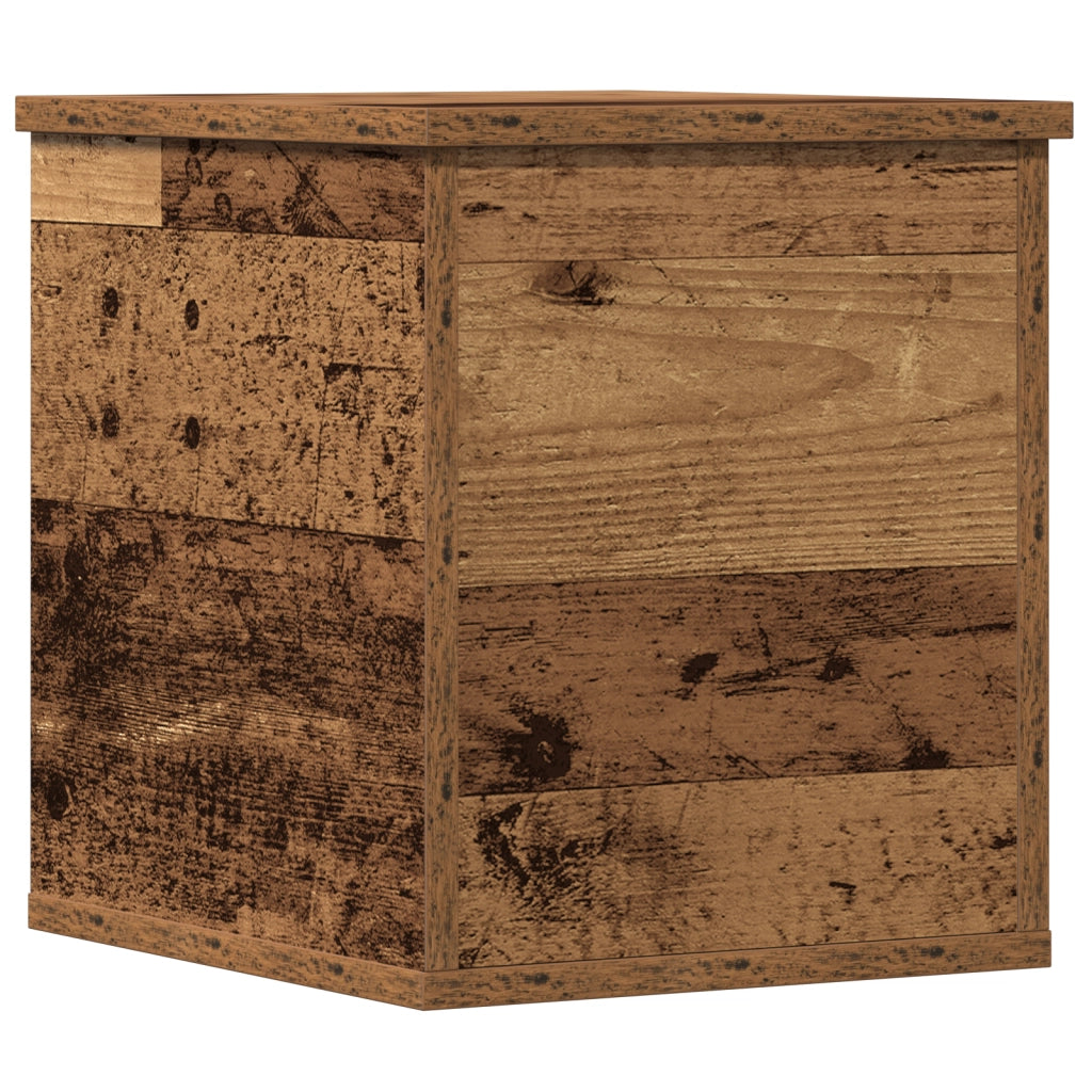 Scatola di stoccaggio  con coperchio in legno antico 30x35x35 cm in legno ingegnerizzato