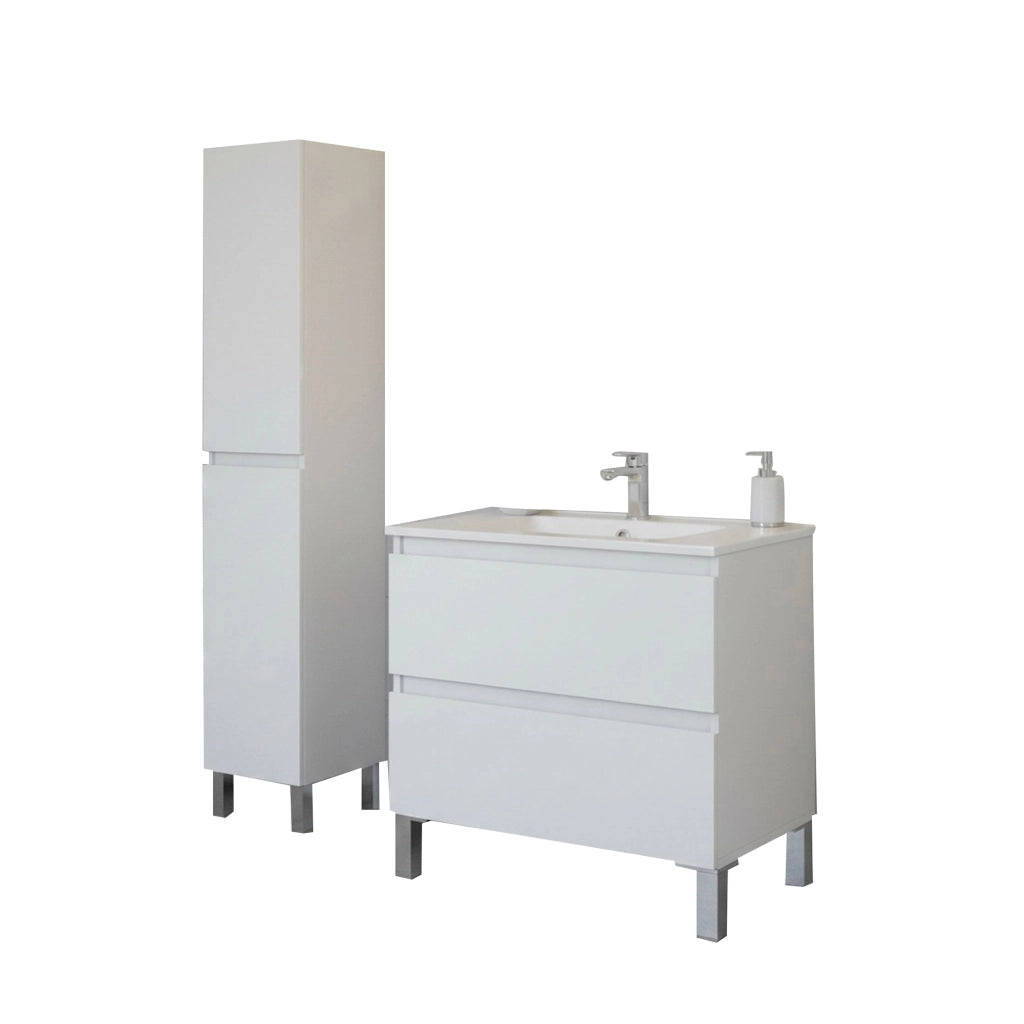 Formello, set Mobili Bagno 2 Cassetti, Bianco Lucido