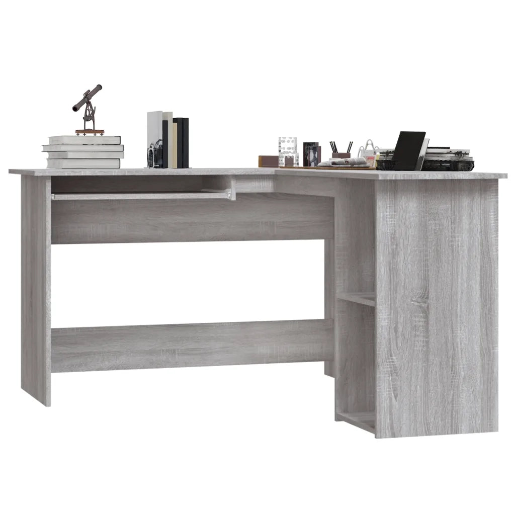 Scrivania | Tavolo da Ufficio Angolare Grigio Sonoma 120x140x75cm Legno Multistrato