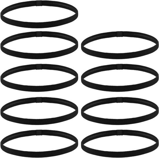 Bandeau sportivo elastico - 9 pezzi di bandeau antiscivolo spesso per allenamento, yoga, calcio e altro (nero) - per donne e uomini