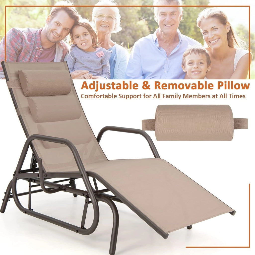 Sedia a Sdraio da Esterno Reclinabile con Schienale Regolabile e Cuscino Rimovibile Poltrona Relax Regolabile, Lettino Prendisole, Sdraio Pieghevole e Leggera,Per Giardino, Piscina e Spiaggia