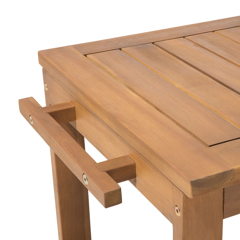Carrello da giardino in legno di acacia chiaro Carrello da tè a 2 piani con ruote con portabottiglie